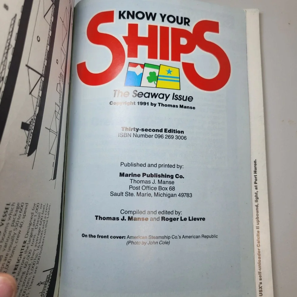 Know Your Ships 1991 Seaway Issue Great Lakes Marine Publishing Thomas Manse